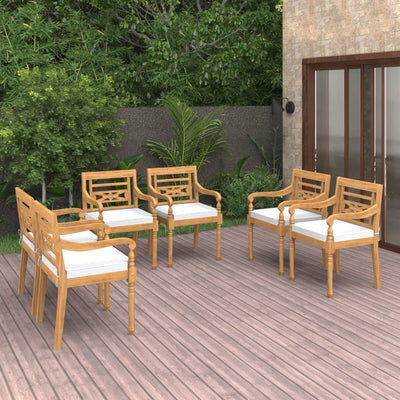vidaXL Batavia Chairs 4 pcs with Cushions Solid Teak Wood