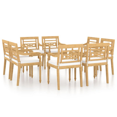vidaXL Batavia Chairs 4 pcs with Cushions Solid Teak Wood