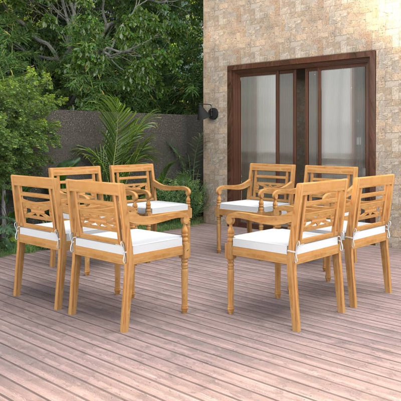 vidaXL Batavia Chairs 4 pcs with Cushions Solid Teak Wood