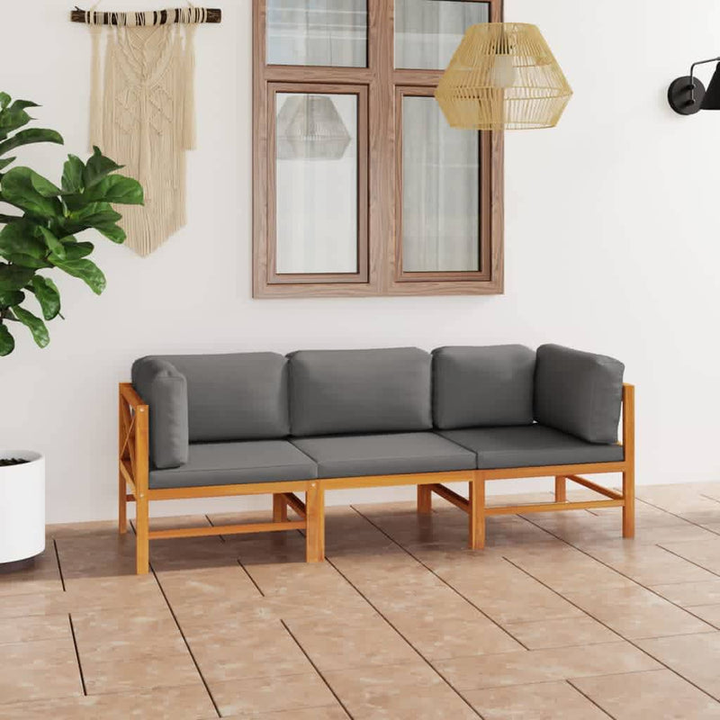 vidaXL 3-Seater Garden Sofa with Cream Cushions Solid Teak Wood