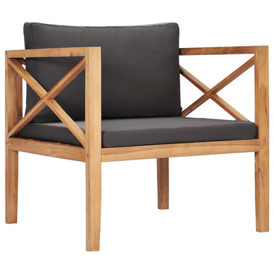 vidaXL 5 Piece Garden Lounge Set with Grey Cushions Solid Wood Teak