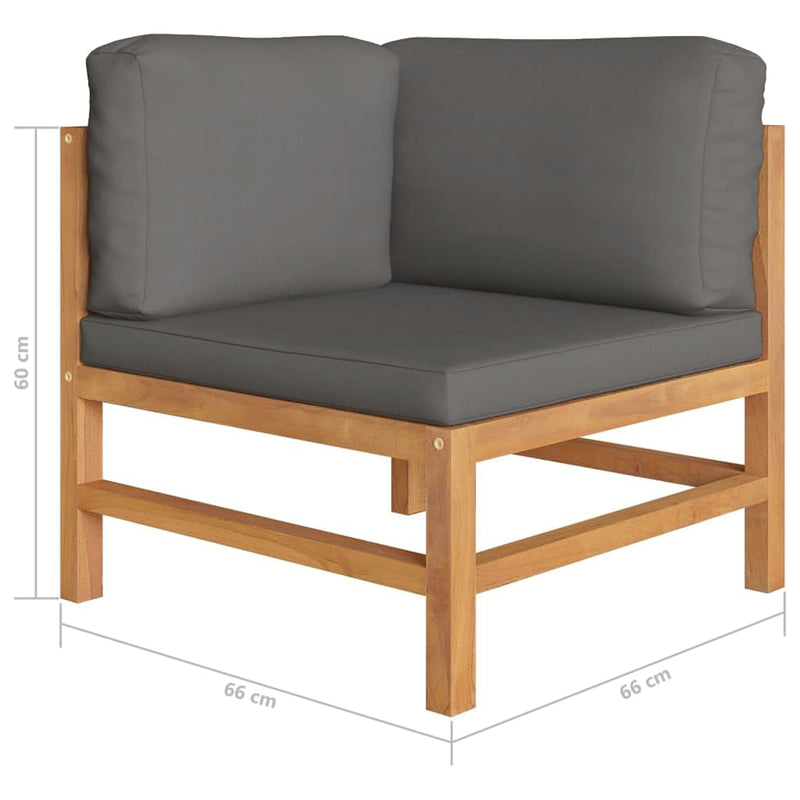 vidaXL 5 Piece Garden Lounge Set with Grey Cushions Solid Wood Teak