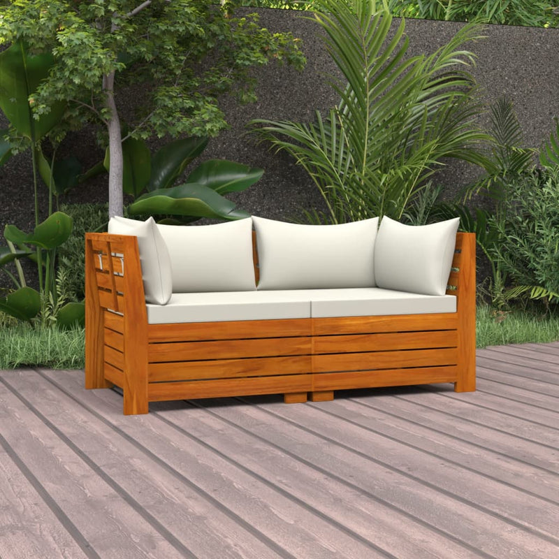 vidaXL 2-Seater Garden Sofa with Cushions Solid Wood Acacia