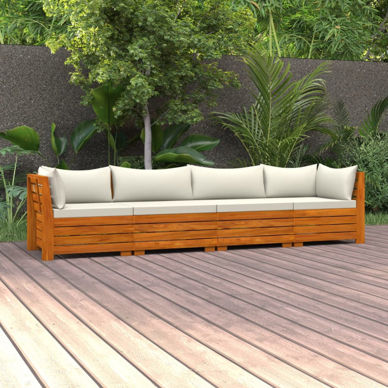 vidaXL 4-Seater Garden Sofa with Cushions Solid Acacia Wood