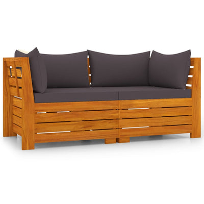 vidaXL 2-Seater Garden Sofa with Cushions Solid Wood Acacia
