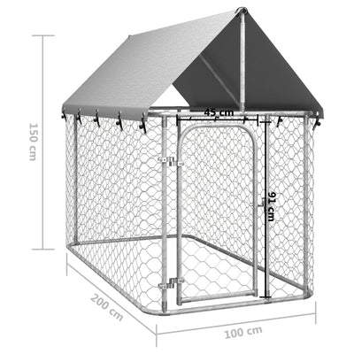 vidaXL Outdoor Dog Kennel with Roof 600x200x150 cm
