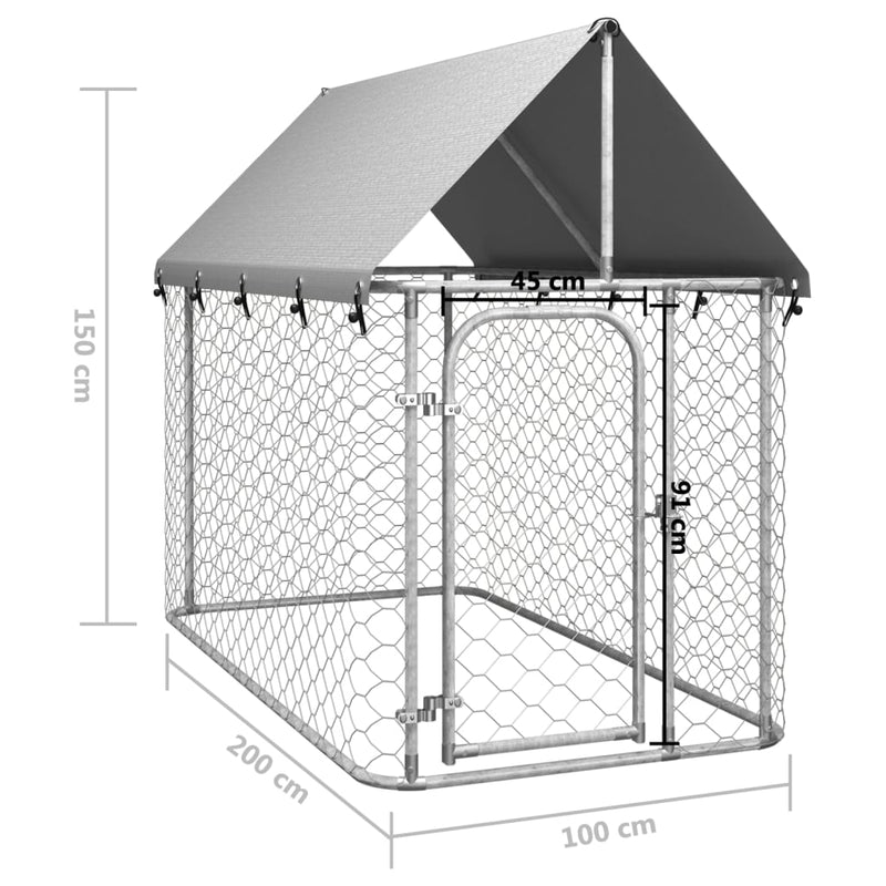 vidaXL Outdoor Dog Kennel with Roof 600x200x150 cm