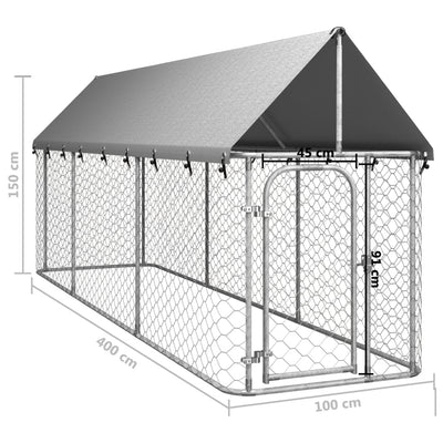 vidaXL Outdoor Dog Kennel with Roof 600x200x150 cm