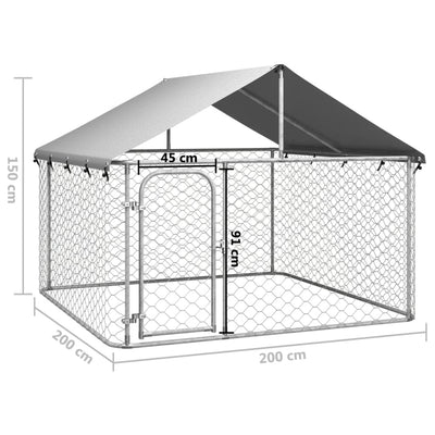 vidaXL Outdoor Dog Kennel with Roof 600x200x150 cm