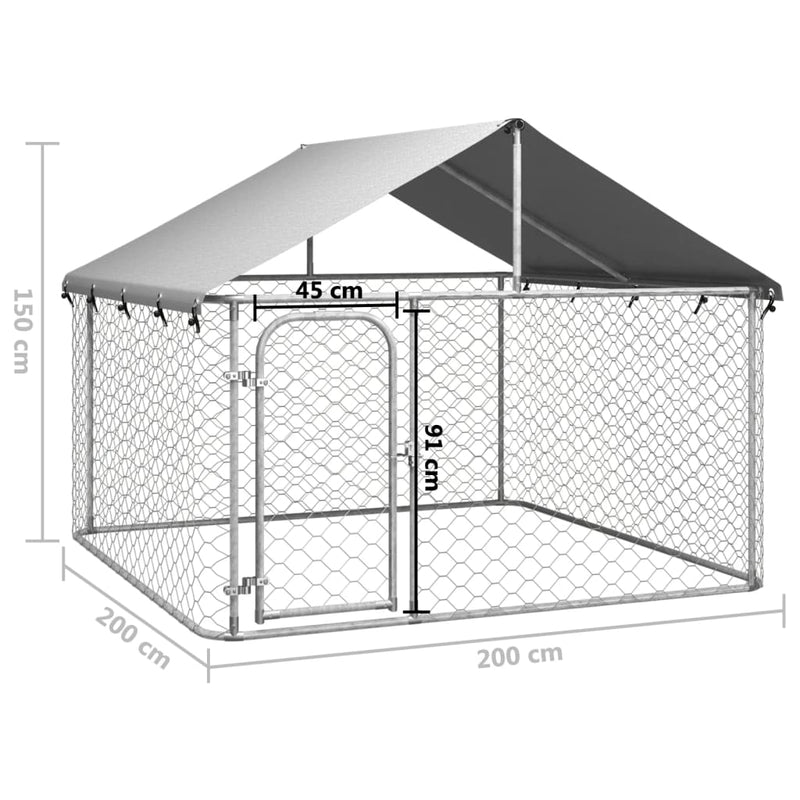 vidaXL Outdoor Dog Kennel with Roof 600x200x150 cm