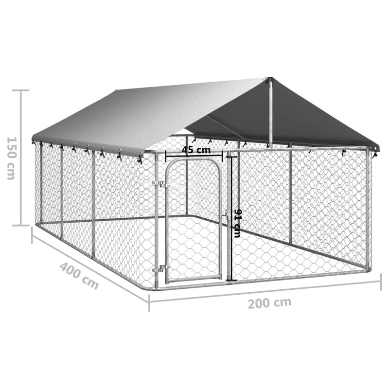 vidaXL Outdoor Dog Kennel with Roof 600x200x150 cm