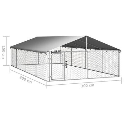 vidaXL Outdoor Dog Kennel with Roof 600x200x150 cm