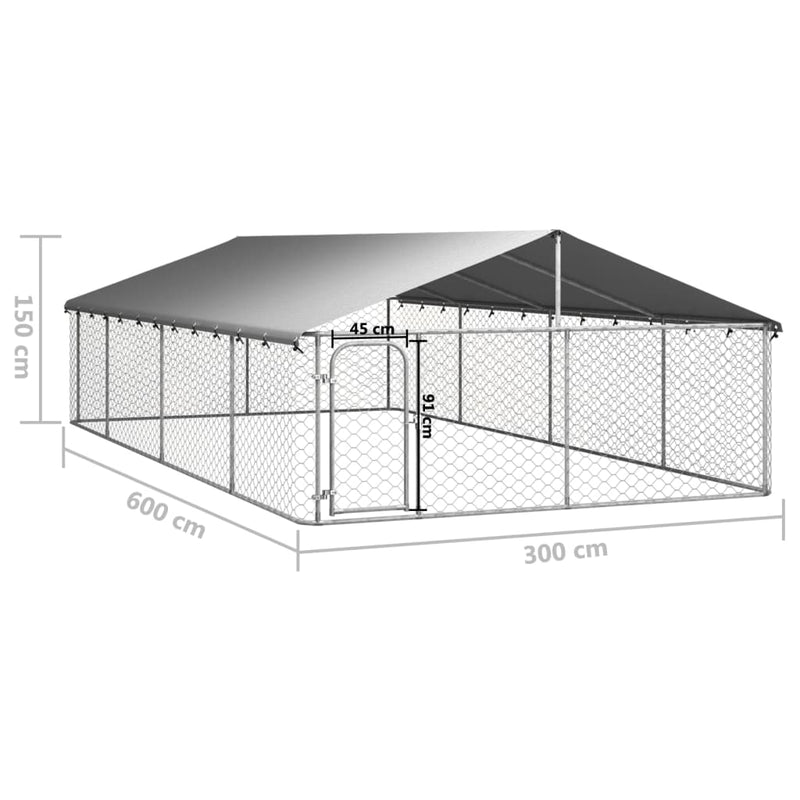 vidaXL Outdoor Dog Kennel with Roof 600x200x150 cm