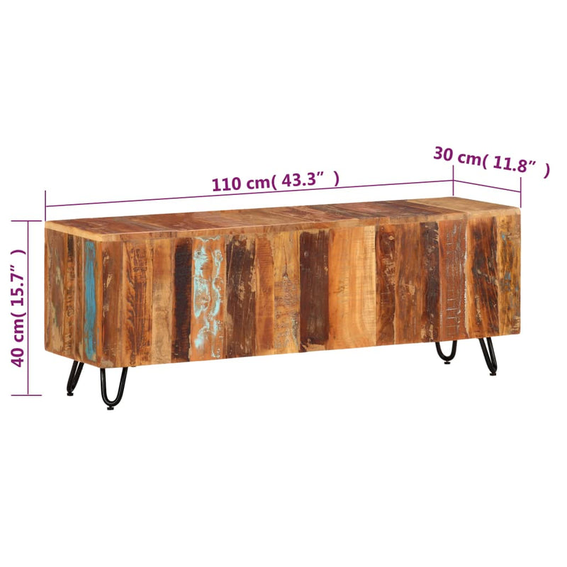 vidaXL TV Cabinet 110x30x40 cm Solid Wood Reclaimed