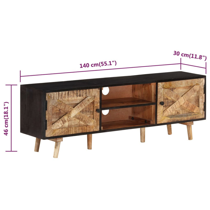 vidaXL TV Cabinet 140x30x46 cm Rough Mango Wood and Solid Wood Acacia