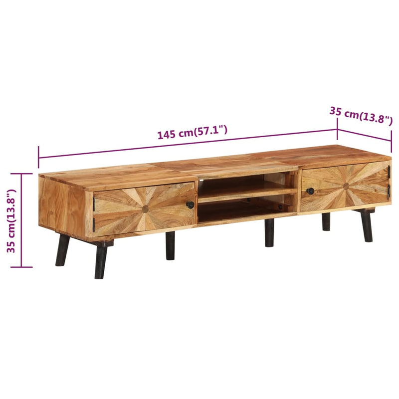 vidaXL TV Cabinet 145x35x35 cm Solid Wood Acacia