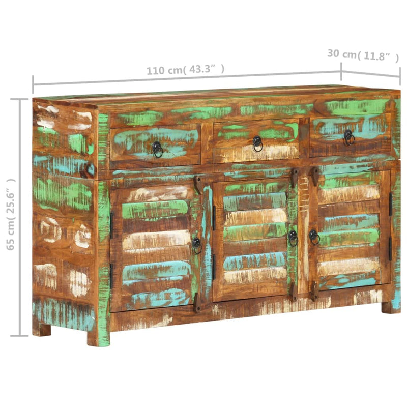 vidaXL Sideboard 110x30x65 cm Solid Wood Reclaimed