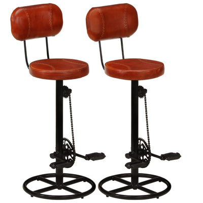 vidaXL Bar Stools 2 pcs Black Real Goat Leather