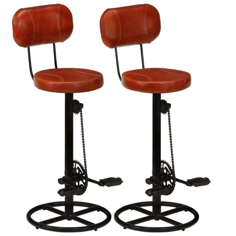 vidaXL Bar Stools 2 pcs Black Real Goat Leather