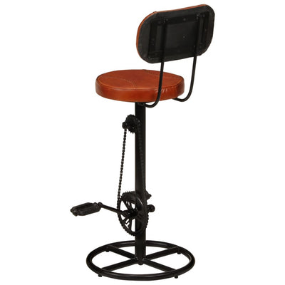 vidaXL Bar Stools 2 pcs Black Real Goat Leather