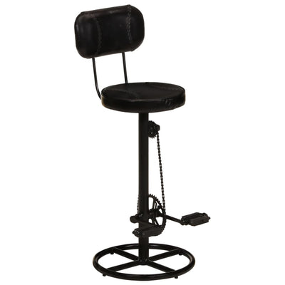 vidaXL Bar Stools 2 pcs Black Real Goat Leather
