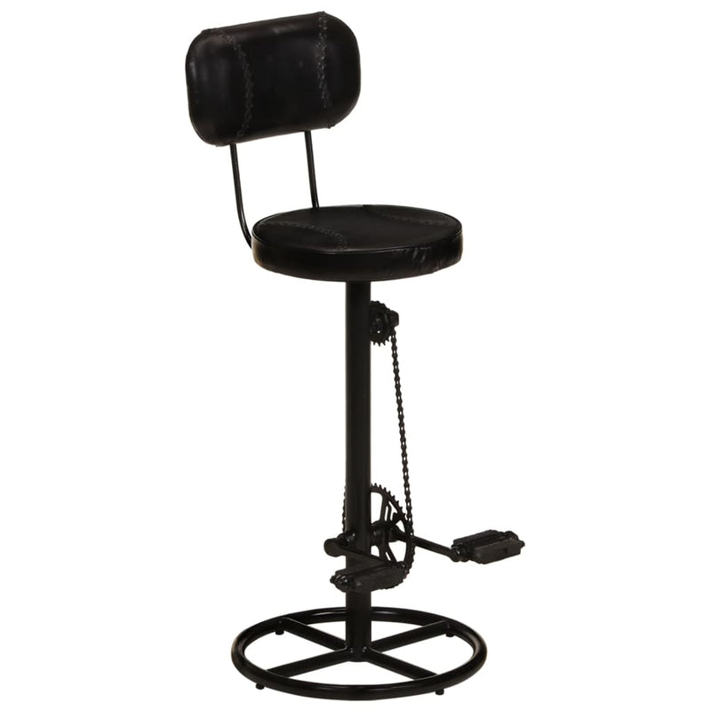 vidaXL Bar Stools 2 pcs Black Real Goat Leather