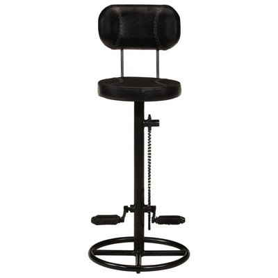 vidaXL Bar Stools 2 pcs Black Real Goat Leather