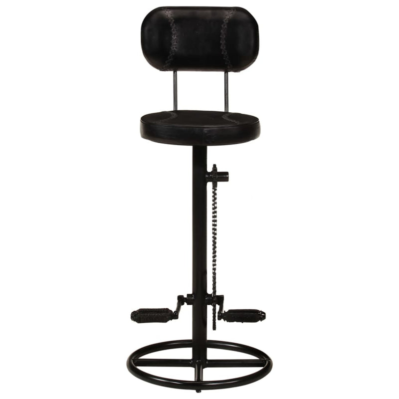 vidaXL Bar Stools 2 pcs Black Real Goat Leather