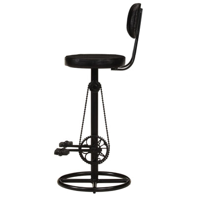 vidaXL Bar Stools 2 pcs Black Real Goat Leather