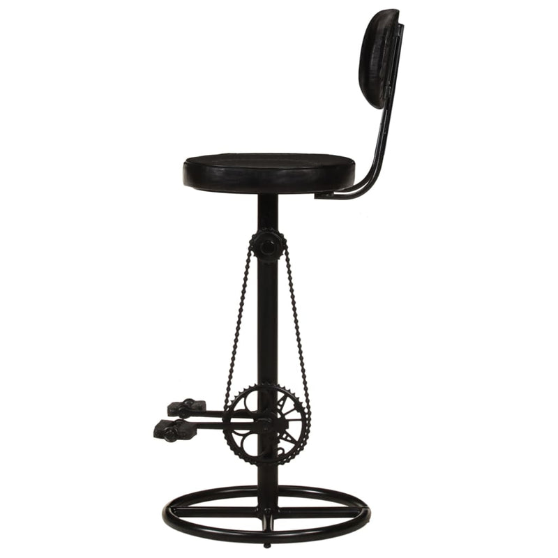 vidaXL Bar Stools 2 pcs Black Real Goat Leather
