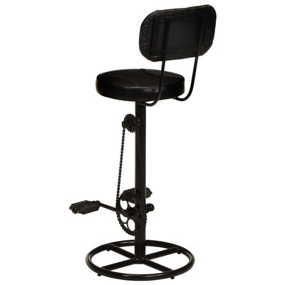 vidaXL Bar Stools 2 pcs Black Real Goat Leather