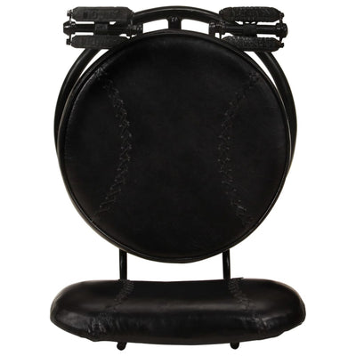 vidaXL Bar Stools 2 pcs Black Real Goat Leather