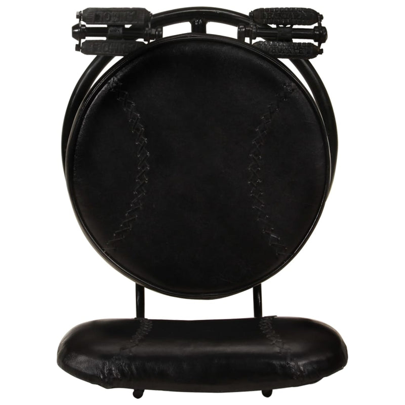 vidaXL Bar Stools 2 pcs Black Real Goat Leather