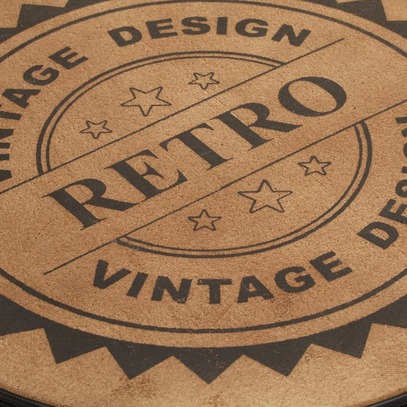 vidaXL Bar Stools with Canvas Print 2 pcs Brown and Black Real Goat Leather