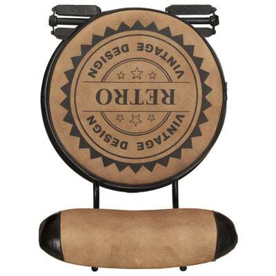 vidaXL Bar Stools with Canvas Print 2 pcs Brown and Black Real Goat Leather