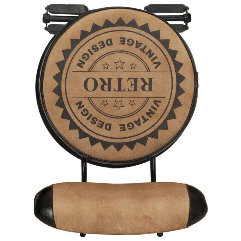 vidaXL Bar Stools with Canvas Print 2 pcs Brown and Black Real Goat Leather