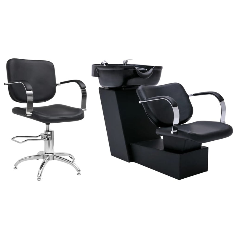 vidaXL Shampoo Backwash Unit with Salon Chair Faux Leather