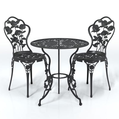 vidaXL 3 Piece Bistro Set Cast Aluminium Black