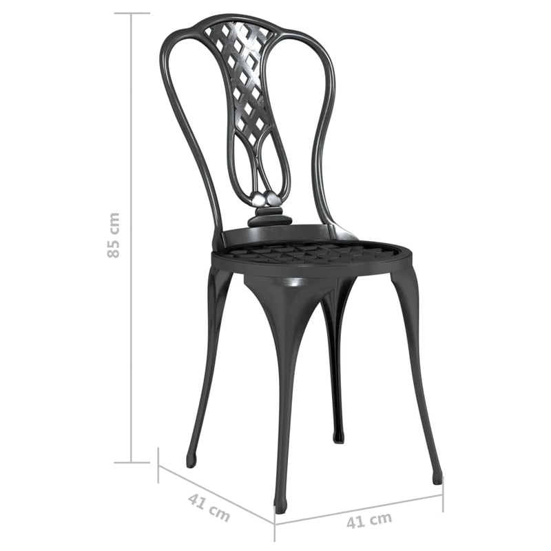 vidaXL 3 Piece Bistro Set Cast Aluminium Black