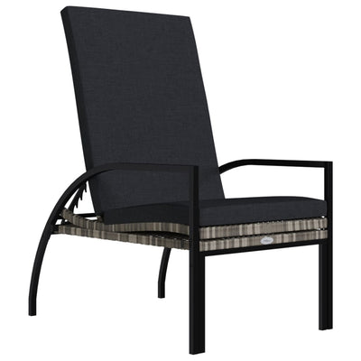 vidaXL Sun Lounger with Footrest PE Rattan Black