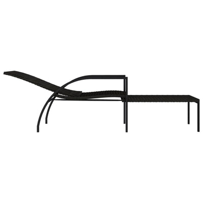vidaXL Sun Loungers 2 pcs with Footrest PE Rattan Black