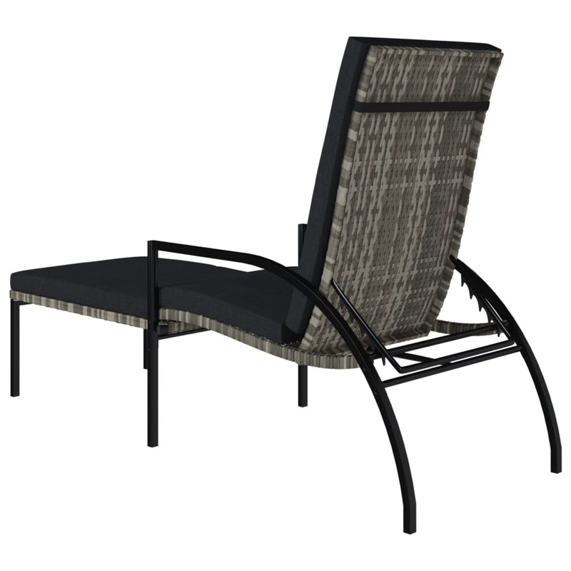 vidaXL Sun Loungers 2 pcs with Footrest PE Rattan Black