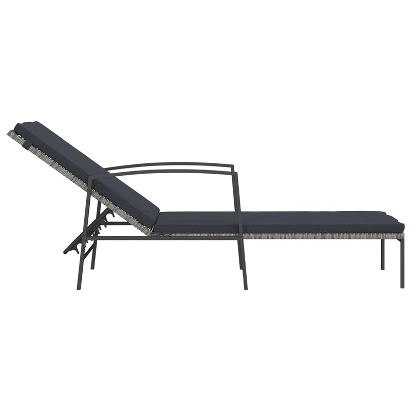 vidaXL Sun Loungers 2 pcs with Table Poly Rattan Black