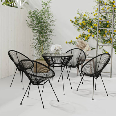 vidaXL 5 Piece Garden Dining Set Black