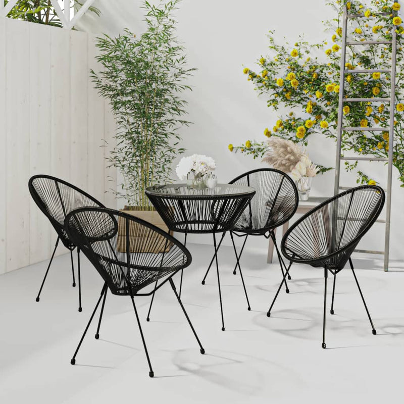 vidaXL 5 Piece Garden Dining Set Black