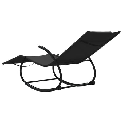 vidaXL Rocking Sun Lounger Black Steel and Textilene