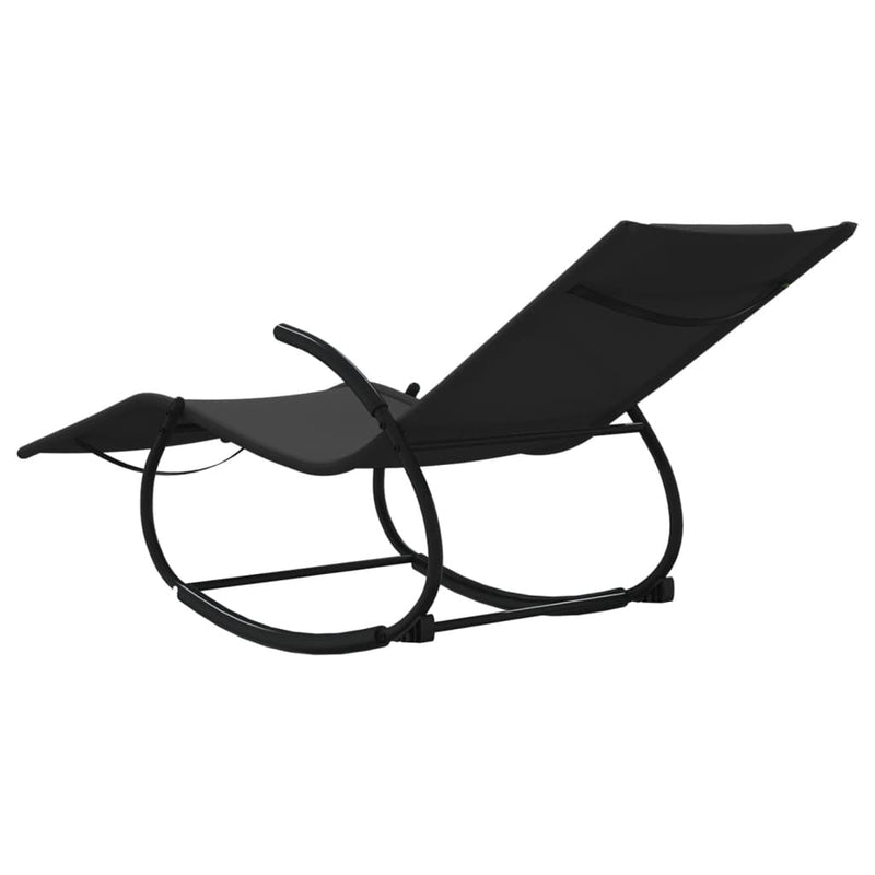 vidaXL Rocking Sun Lounger Black Steel and Textilene