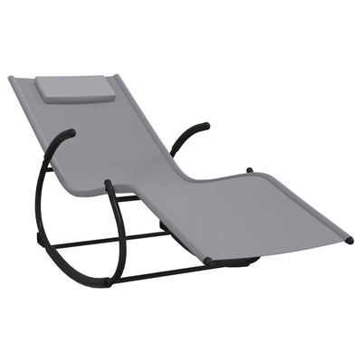 vidaXL Rocking Sun Lounger Black Steel and Textilene
