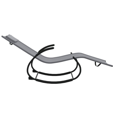 vidaXL Rocking Sun Lounger Black Steel and Textilene