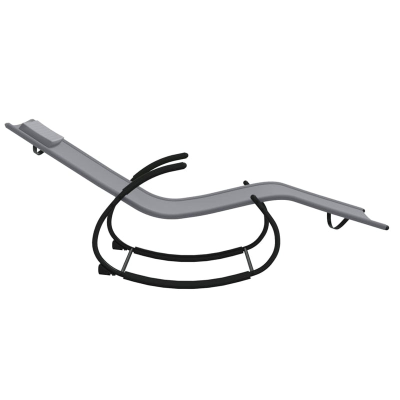 vidaXL Rocking Sun Lounger Black Steel and Textilene